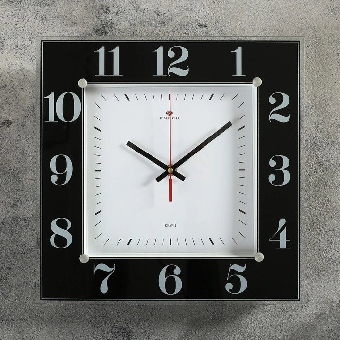 Часы настенные, интерьерные "Рубин", бесшумные, 31 х 31 см, черные от компании Интернет - магазин Flap - фото 1