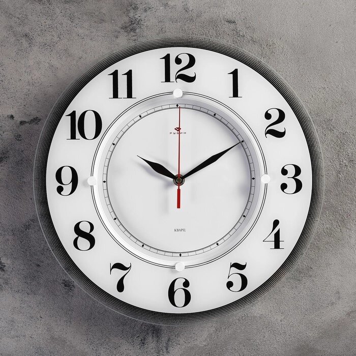 Часы настенные, интерьерные "Рубин", бесшумные, d-34 см, белые от компании Интернет - магазин Flap - фото 1