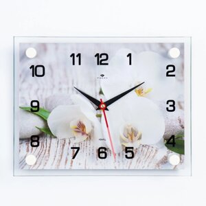 Часы настенные, интерьерные "Спа. Белые орхидеи", 20 х 26 см