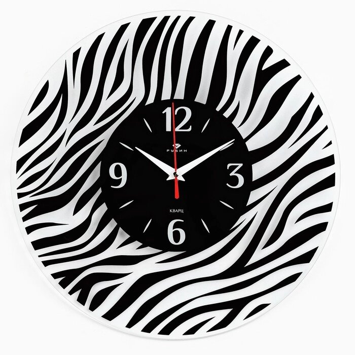 Часы настенные, интерьерные "Зебра ", бесшумные, d-34 см, черные от компании Интернет - магазин Flap - фото 1