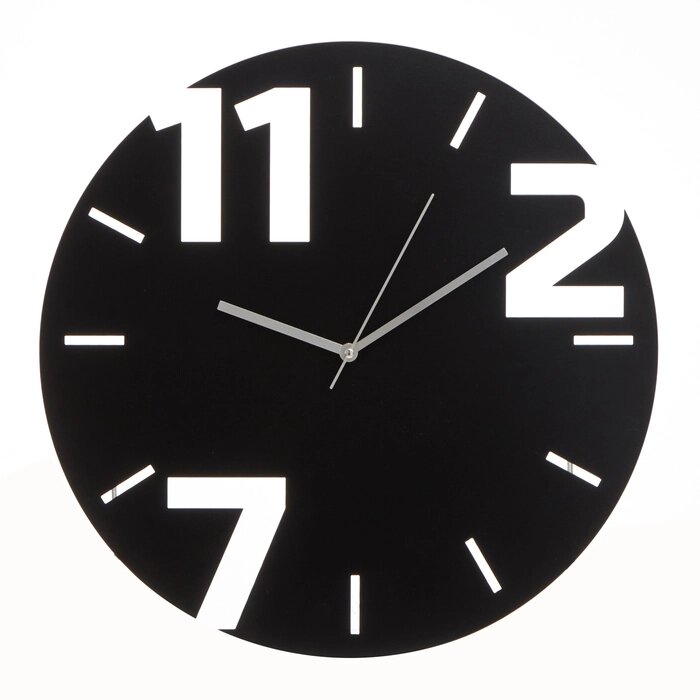 Часы настенные из металла "3 цифры", плавный ход, d-40 см от компании Интернет - магазин Flap - фото 1