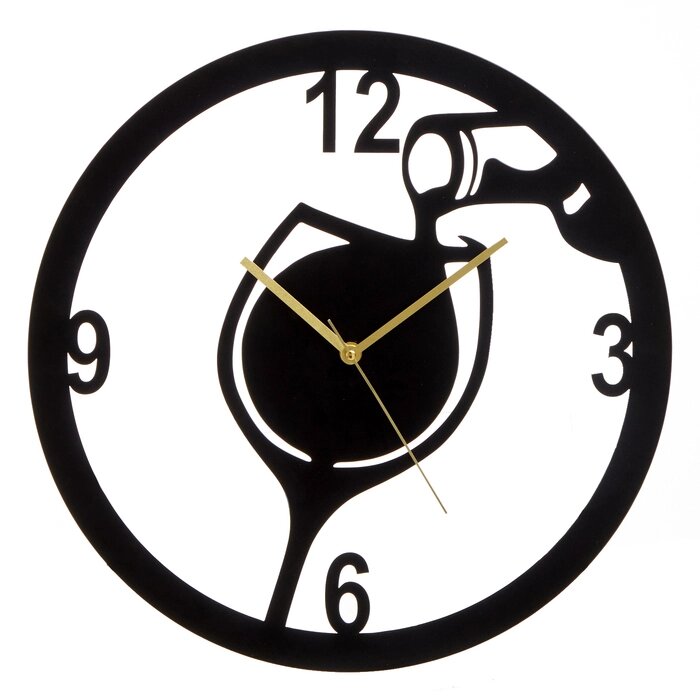 Часы настенные из металла "Бокал вина", плавный ход, d-40 см от компании Интернет - магазин Flap - фото 1