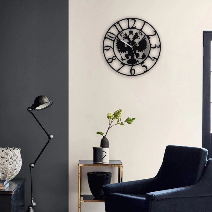 Часы настенные из металла "Герб", плавный ход, d-40 см от компании Интернет - магазин Flap - фото 1