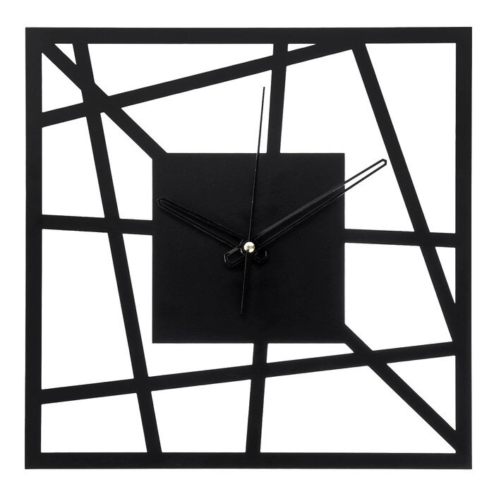 Часы настенные из металла "Линии", плавный ход, 30 х 30 см , черные от компании Интернет - магазин Flap - фото 1
