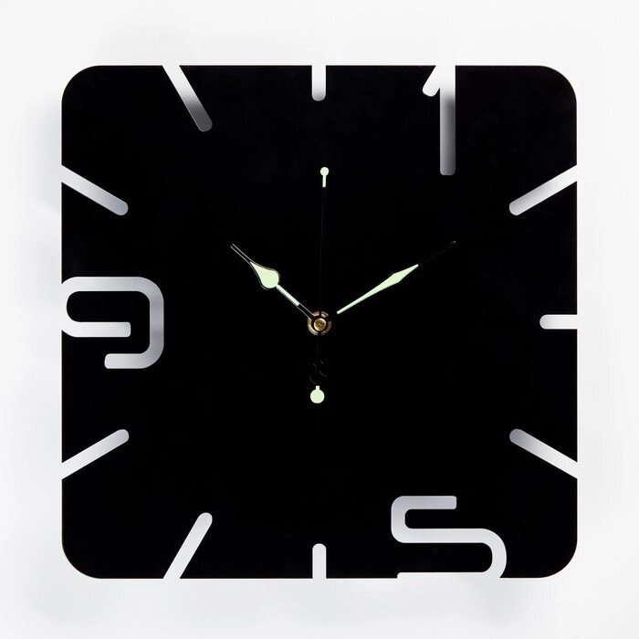 Часы настенные из металла "Минимализм", плавный ход, 37 х 37 см, светящиеся от компании Интернет - магазин Flap - фото 1