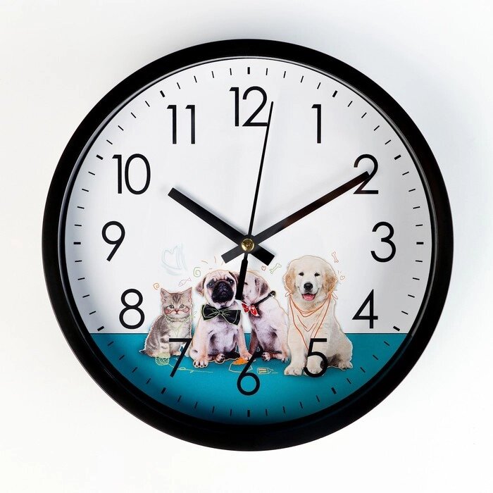 Часы настенные "Котенок и щенята", d-20 см, плавный ход от компании Интернет - магазин Flap - фото 1
