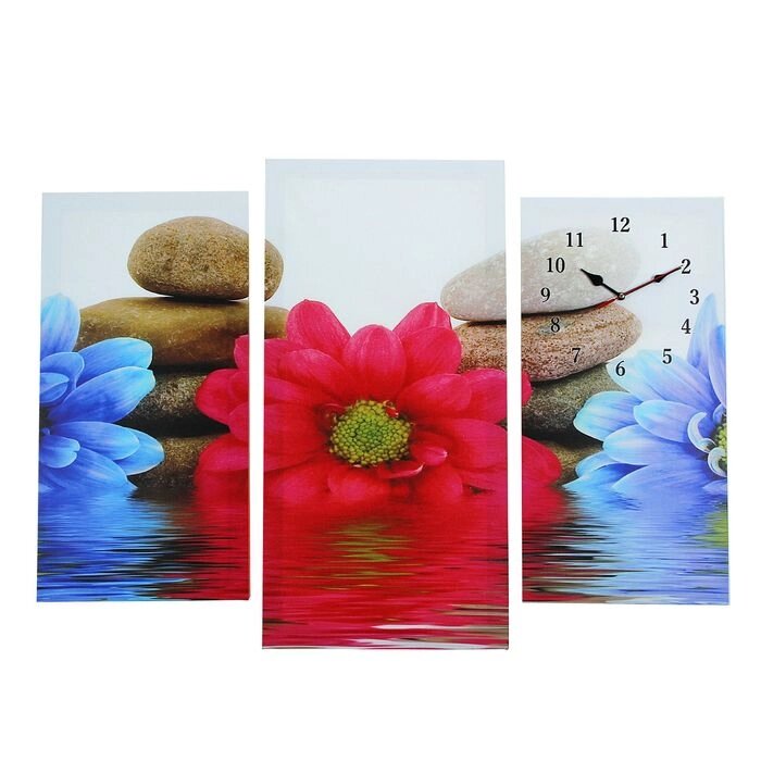 Часы настенные, модульные, серия: Цветы, "Цветы и камни", 60х80  см от компании Интернет - магазин Flap - фото 1