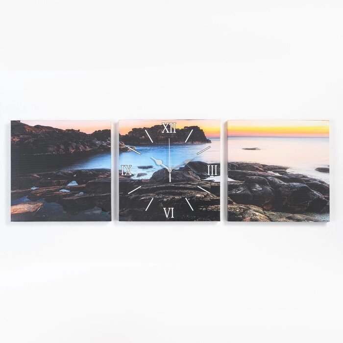 Часы настенные модульные, серия: Природа, "Море", 35 х 110 см от компании Интернет - магазин Flap - фото 1