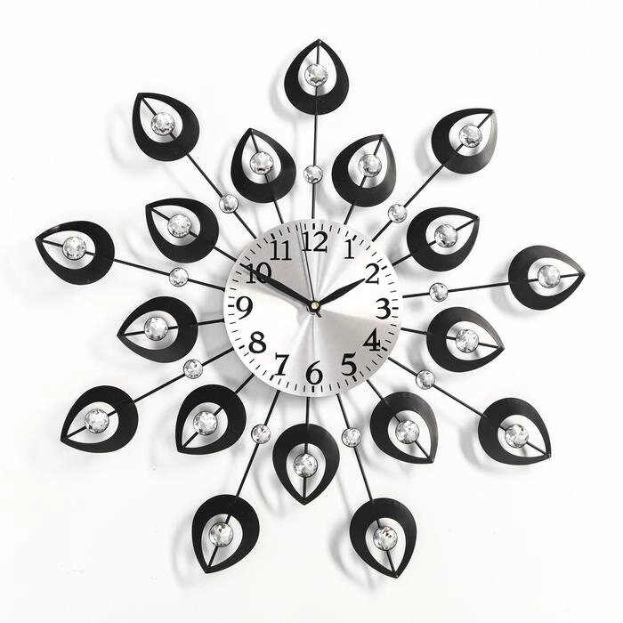 Часы настенные, серия: Ажур, "Чёрные лепестки", плавный ход, d-15 см, 47 х 47 см от компании Интернет - магазин Flap - фото 1