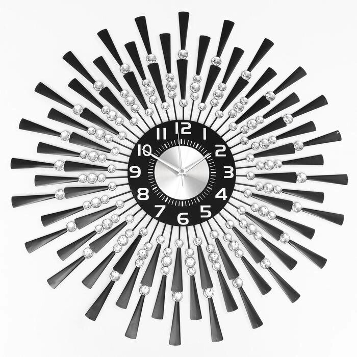 Часы настенные, серия: Ажур, "Чёрные лучики", плавный ход, d-69 см, циферблат 22 см от компании Интернет - магазин Flap - фото 1