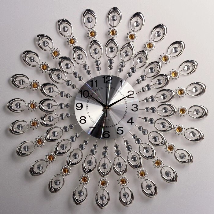 Часы настенные, серия: Ажур, "Стальные Перья", плавный ход, d-69 см от компании Интернет - магазин Flap - фото 1