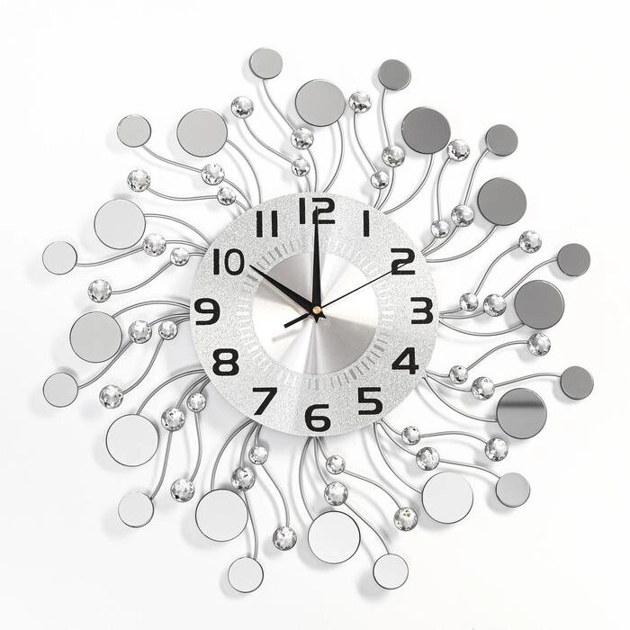 Часы настенные, серия: Ажур, "Стеклянные капли", плавный ход, d-49 см, циферблат 22 см от компании Интернет - магазин Flap - фото 1