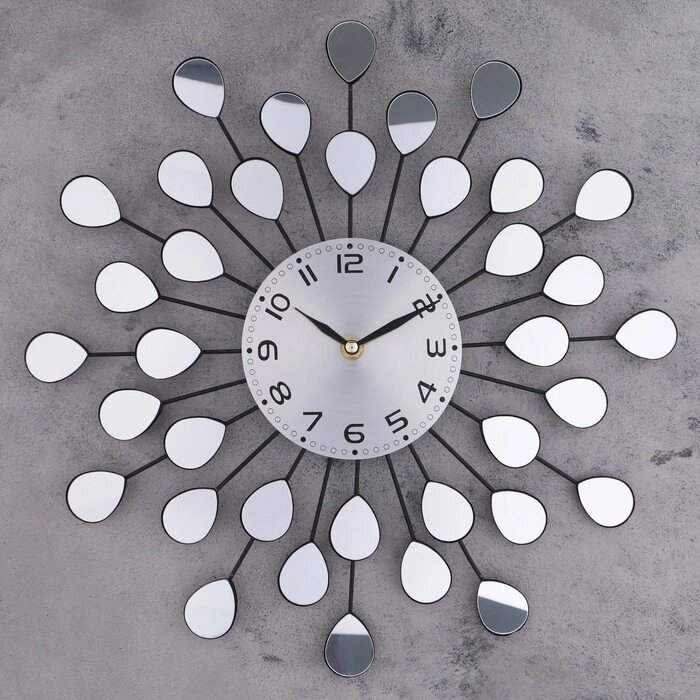 Часы настенные, серия: Ажур, "Зеркальные лепестки", плавный ход, d-10 см, 40 х 40 см от компании Интернет - магазин Flap - фото 1