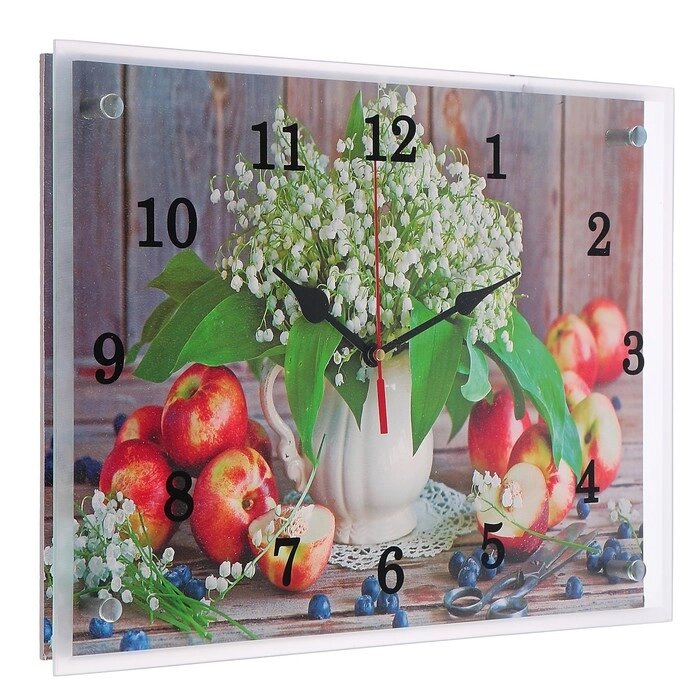 Часы настенные, серия: Цветы, "Цветы и яблоки", 30х40 см от компании Интернет - магазин Flap - фото 1