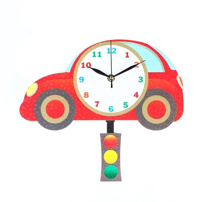 Часы настенные, серия: Детские, "Машина", с маятником, 31 х 29 см от компании Интернет - магазин Flap - фото 1