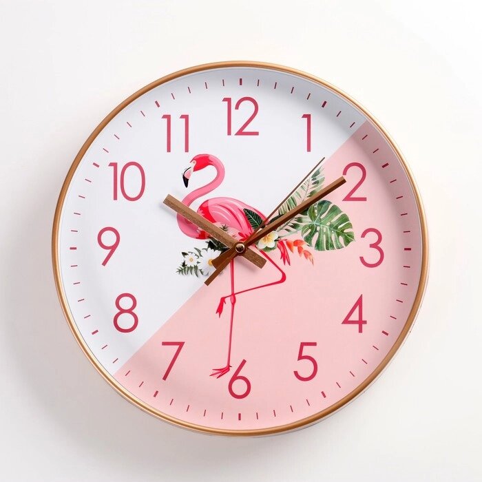 Часы настенные, серия: Интерьер, "Фламинго", плавный ход, d-30 см, АА от компании Интернет - магазин Flap - фото 1