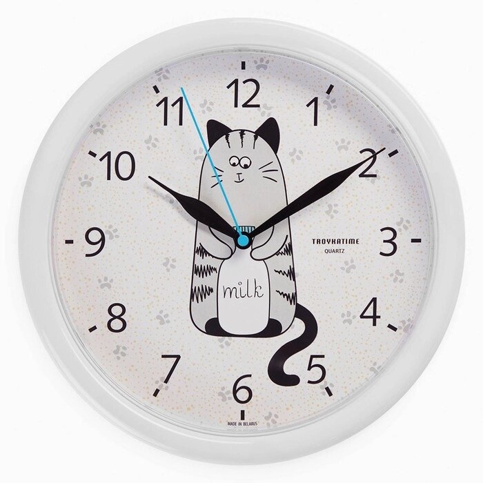 Часы настенные, серия: Интерьер, "Котенок", плавный ход, d-24.5 см, белые от компании Интернет - магазин Flap - фото 1