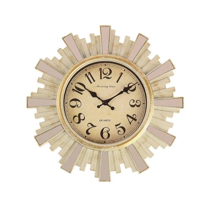 Часы настенные, серия: Интерьер, "Лучики Солнца", d-30 см, циферблат 16 см, бежевые от компании Интернет - магазин Flap - фото 1