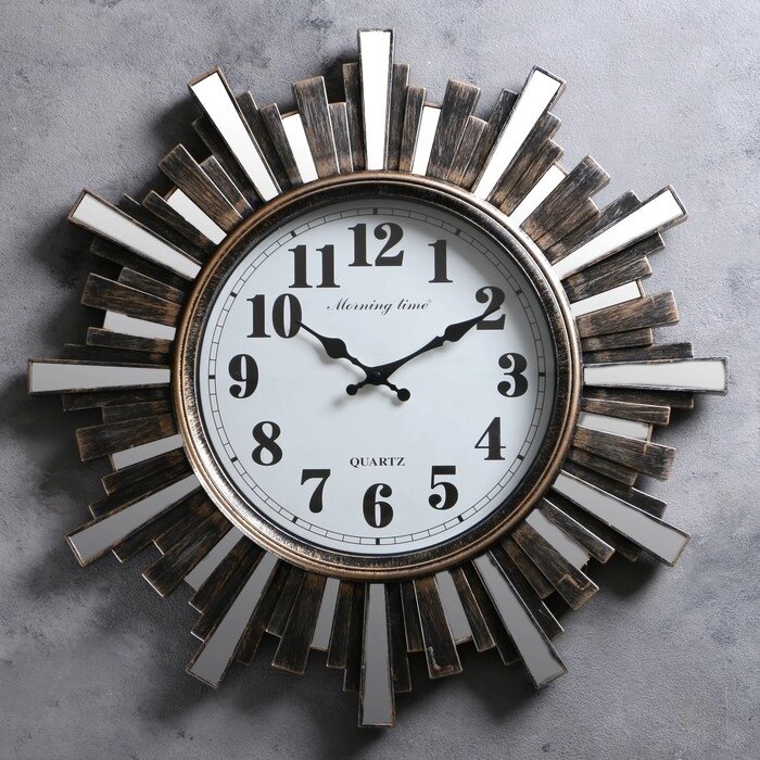 Часы настенные, серия: Интерьер, "Лучики Солнца", плавный ход, d-58 см, коричневые от компании Интернет - магазин Flap - фото 1