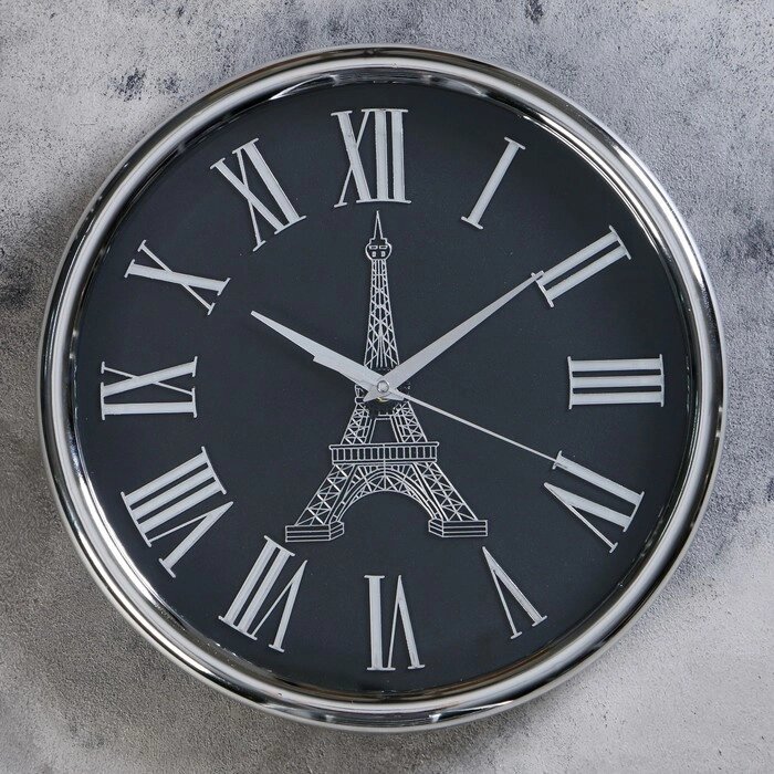 Часы настенные, серия: Интерьер, "Париж", дискретный ход, d-34 см, 1 АА от компании Интернет - магазин Flap - фото 1