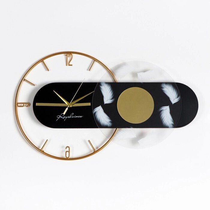 Часы настенные, серия: Интерьер, "Перья", 60 х 36 см, d-36 см от компании Интернет - магазин Flap - фото 1