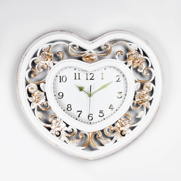 Часы настенные, серия: Интерьер, "Сердце", дискретный ход, 1АА, d-25.5 см, 55 х 48 см от компании Интернет - магазин Flap - фото 1