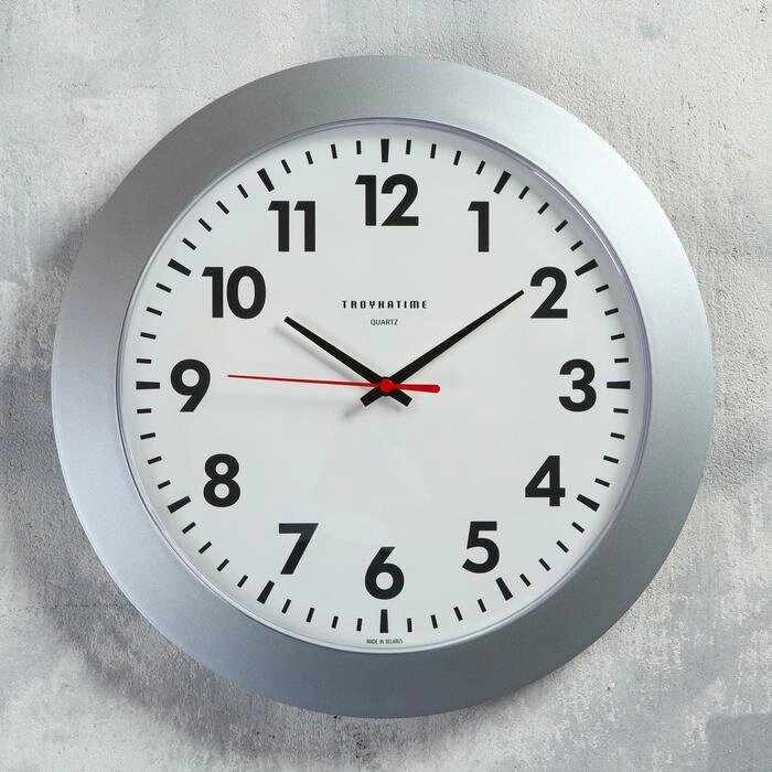 Часы настенные, серия: Классика, d-30 см, серебряный обод от компании Интернет - магазин Flap - фото 1