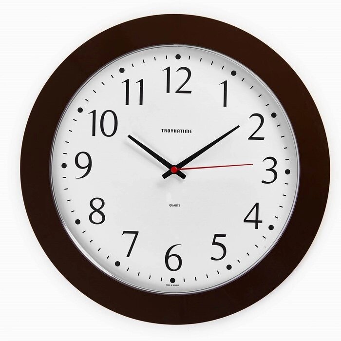 Часы настенные, серия: Классика, плавный ход, d-30.5 см, коричневые от компании Интернет - магазин Flap - фото 1