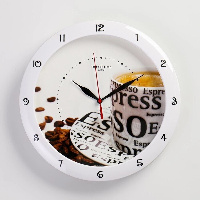 Часы настенные, серия: Кухня, "Кофе", d-29 см, белый обод от компании Интернет - магазин Flap - фото 1