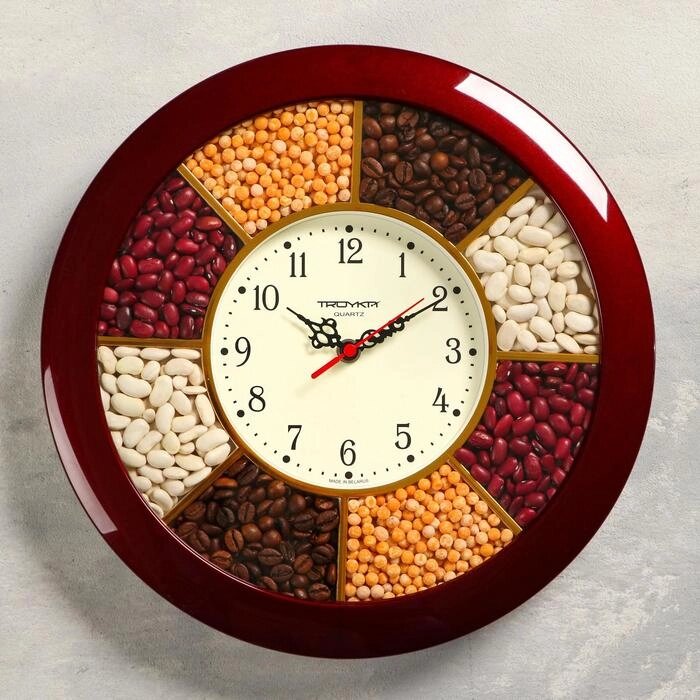 Часы настенные, серия: Кухня, "Специи", d-29 см, бордовый обод от компании Интернет - магазин Flap - фото 1