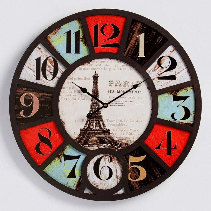 Часы настенные, серия: Лофт, "Эйфелева башня", плавный ход, d=60 см от компании Интернет - магазин Flap - фото 1