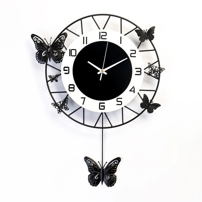 Часы настенные, серия: Маятник, "Бабочки", плавный ход, 35 х 51 см от компании Интернет - магазин Flap - фото 1