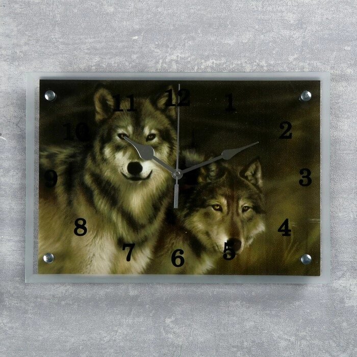 Часы настенные, серия: Животный мир, "Волки" 25х35 см от компании Интернет - магазин Flap - фото 1