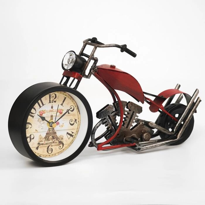 Часы настольные фигурные "Ретро мотоцикл", плавный ход, d-9.5 см, 18 х 29.5 см, АА от компании Интернет - магазин Flap - фото 1