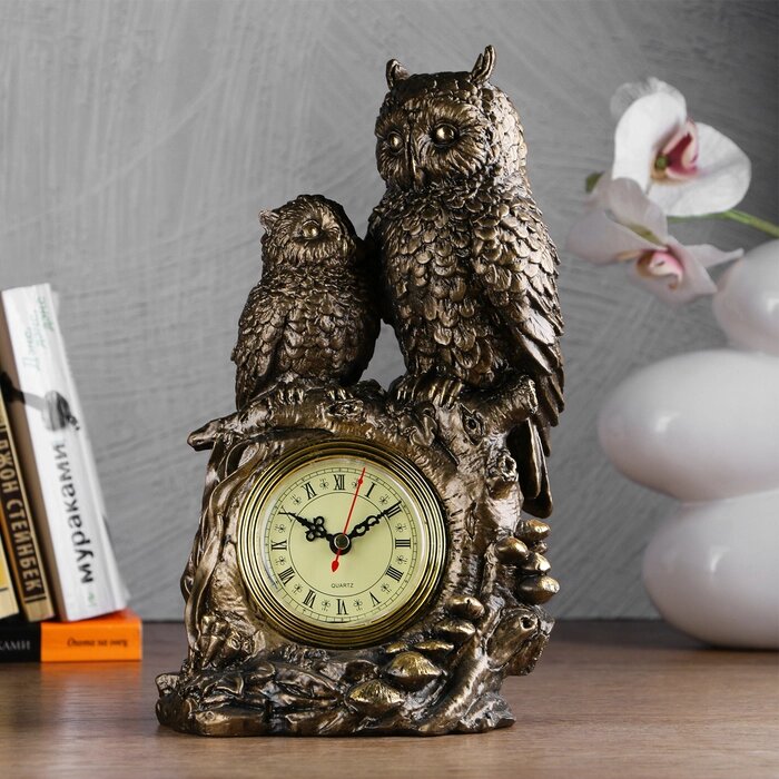 Часы настольные каминные "Две совы", золото от компании Интернет - магазин Flap - фото 1