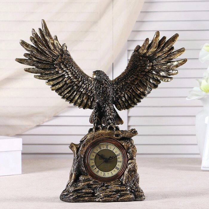 Часы настольные каминные "Орел расправил крылья", 35 см, золото от компании Интернет - магазин Flap - фото 1
