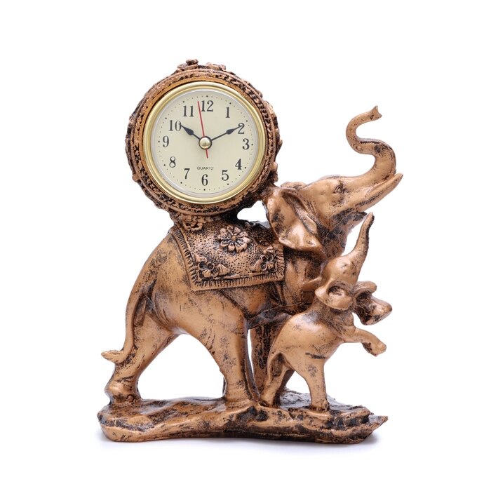 Часы настольные "Каминные. Слониха и слонёнок", дискретный ход, 17 х 21 см, d-5.5 см от компании Интернет - магазин Flap - фото 1