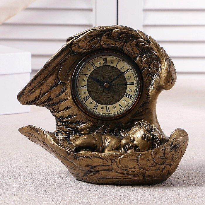 Часы настольные каминные "Спящий ангел", 20 см, золото от компании Интернет - магазин Flap - фото 1