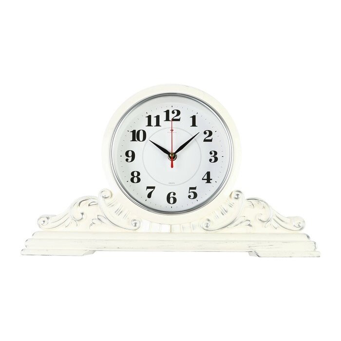 Часы настольные "Классика" 43х25 см, корпус белый с серебром от компании Интернет - магазин Flap - фото 1