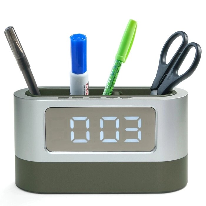 Часы - органайзер электронные с будильником, настольные, с календарем, секундомером, 3ААА от компании Интернет - магазин Flap - фото 1