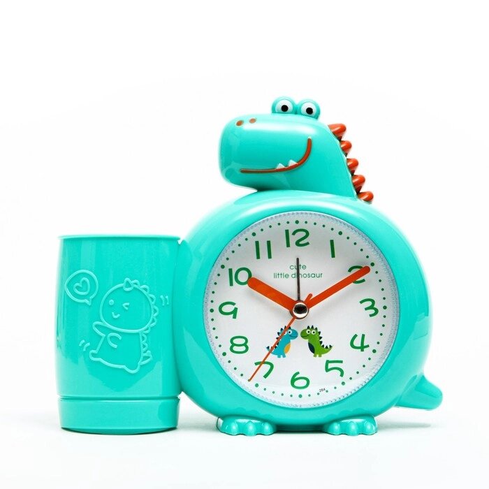 Часы - органайзер с будильником "Динозавр", дискретный ход, d-8 см, 15.8 х 13.5 см, АА от компании Интернет - магазин Flap - фото 1