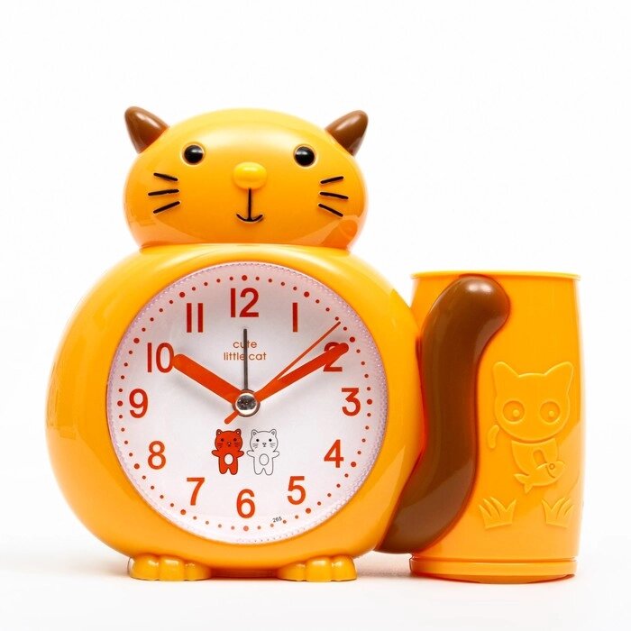 Часы - органайзер с будильником "Кот", дискретный ход, d-8 см, 15.8 х 13.5 см, АА от компании Интернет - магазин Flap - фото 1