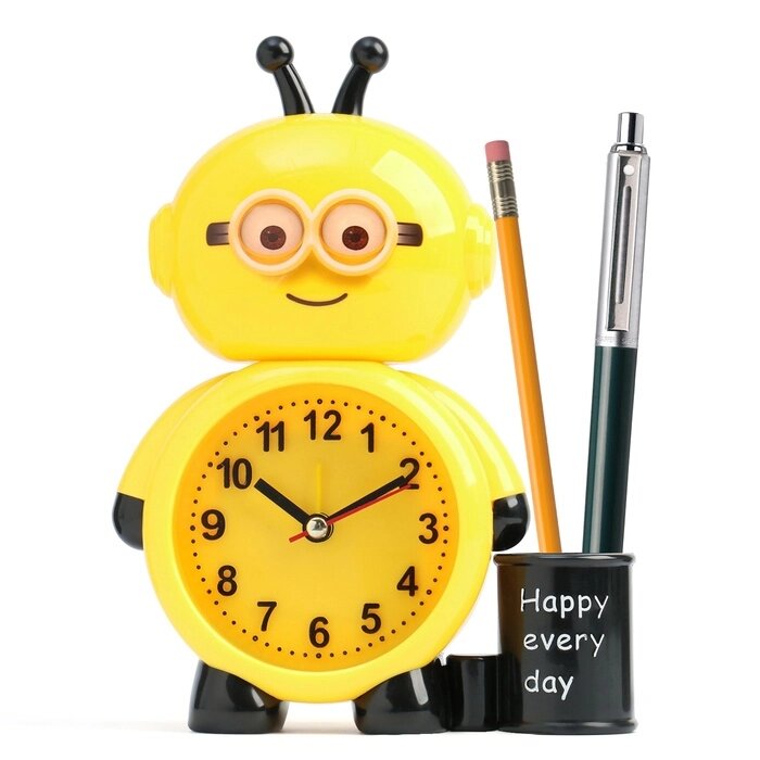 Часы - органайзер с будильником "Пчела", дискретный ход, d-7.5, 18.5 x 14 см, АА от компании Интернет - магазин Flap - фото 1