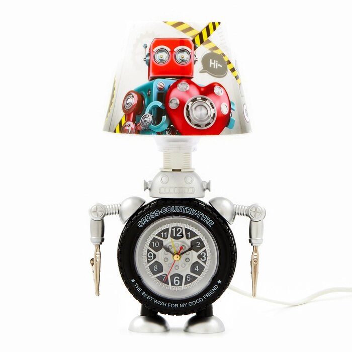 Часы с подсветкой "Робот" детские настольные, плавный ход, на батарейках АА от компании Интернет - магазин Flap - фото 1