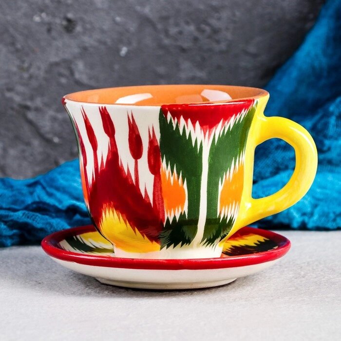 Чайная пара Риштанская Керамика "Атлас", 220 мл, разноцветная от компании Интернет - магазин Flap - фото 1