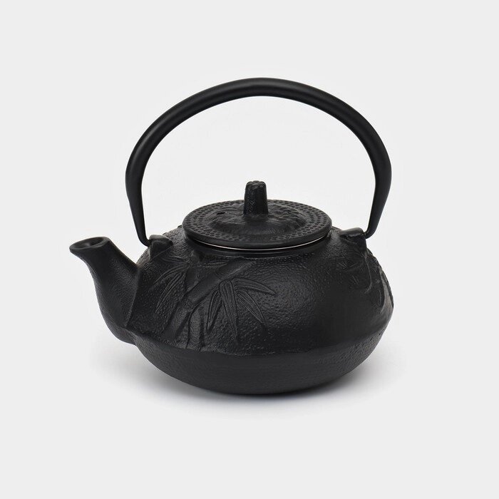 Чайник чугунный, 600 мл, с ситом, эмалированное покрытие внутри, цвет чёрный от компании Интернет - магазин Flap - фото 1