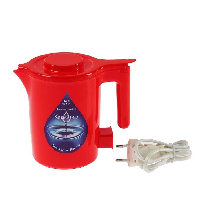 Чайник электрический "Капелька", пластик, 0.5 л, 600 Вт, красный от компании Интернет - магазин Flap - фото 1