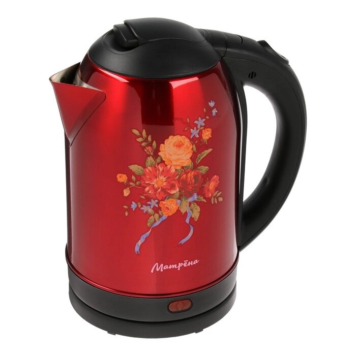 Чайник электрический "Матрёна" MA-005, металл, 2 л, 1500 Вт, красный с рисунком "Хохлома" от компании Интернет - магазин Flap - фото 1