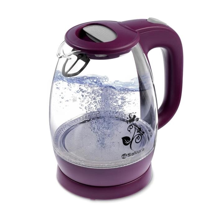 Чайник электрический Sakura SA-2715V, стекло, 1.7 л, 2200 Вт, пурпурный от компании Интернет - магазин Flap - фото 1