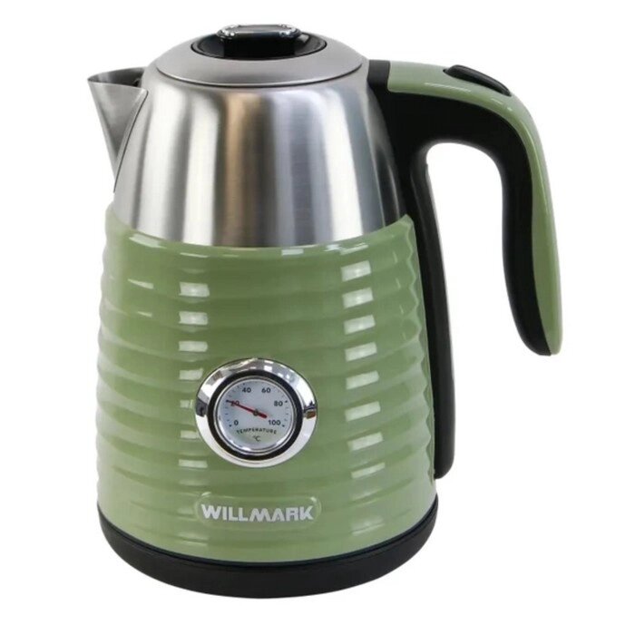 Чайник электрический WILLMARK WEK-1738PST, пластик, колба металл, 1.7 л, 2200 Вт, зелёный от компании Интернет - магазин Flap - фото 1
